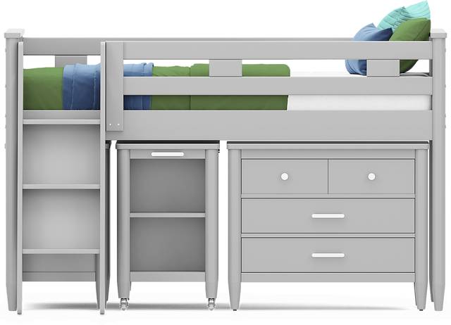 Kids Modern Colors Light Gray Twin Loft with Loft Chest, Bookcase and Desk - Thumbnail - Image 3