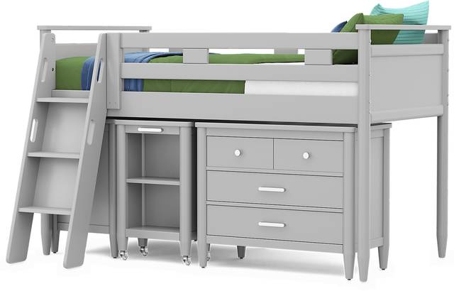Kids Modern Colors Light Gray Twin Loft with Loft Chest, Bookcase and Desk - Thumbnail - Image 4