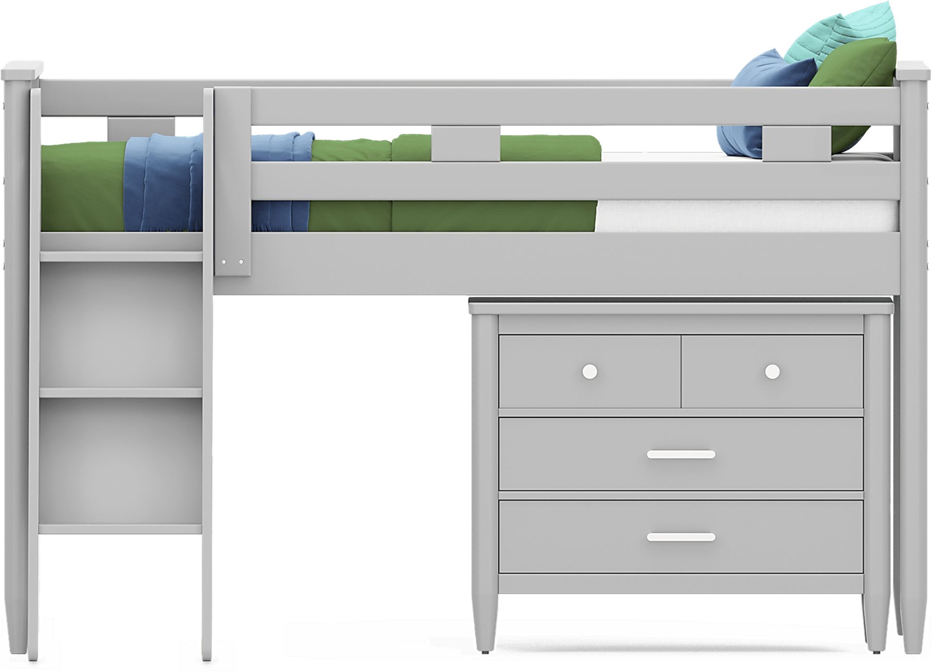 Kids Modern Colors Light Gray Twin Loft with Loft Chest - Image 2