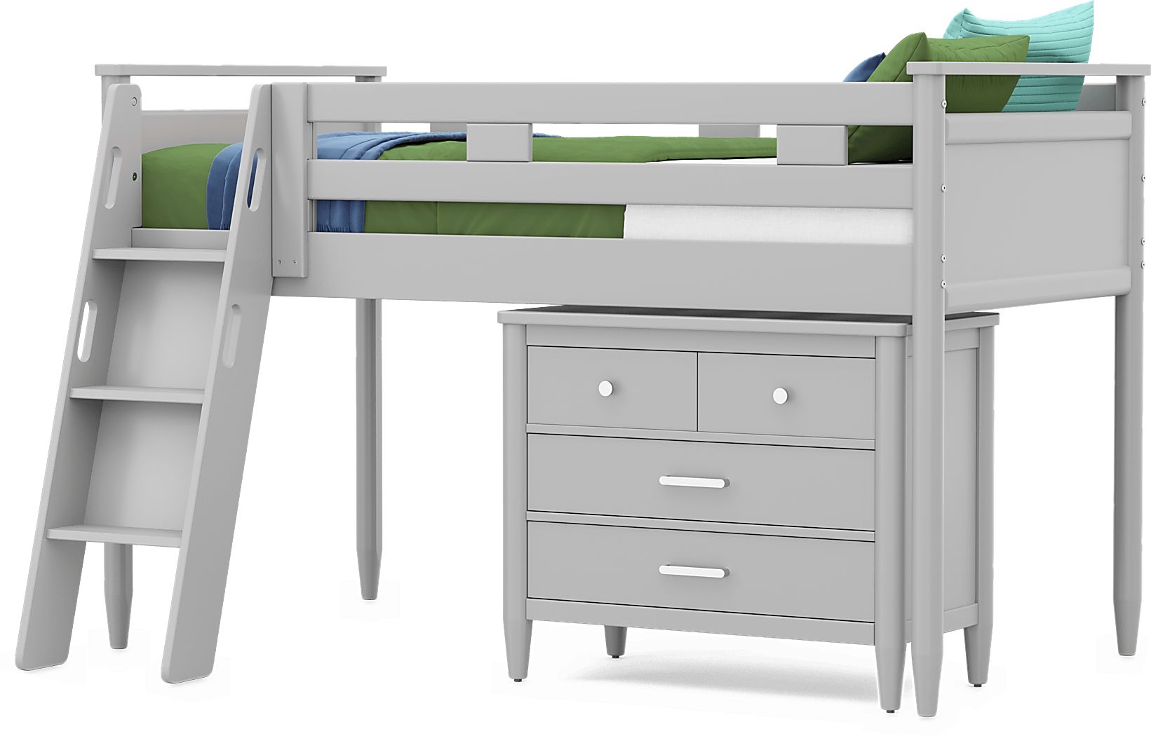 Kids Modern Colors Twin Loft with Loft Chest