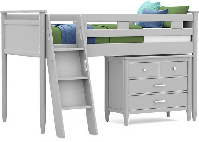 Kids Modern Colors Light Gray Twin Loft with Loft Chest - Thumbnail - Image 1