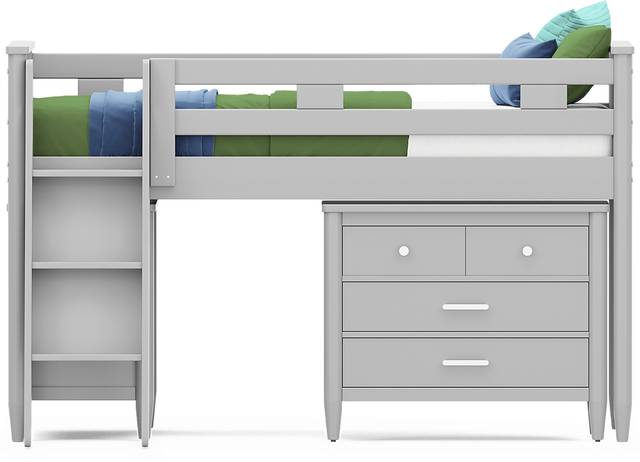 Kids Modern Colors Light Gray Twin Loft with Loft Chests - Thumbnail - Image 3
