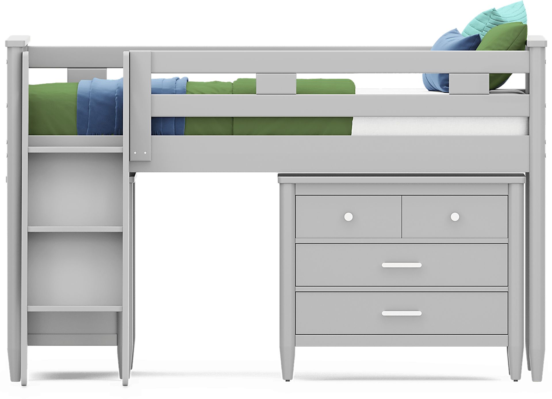 Kids Modern Colors Light Gray Twin Loft with Loft Chests - Image 3