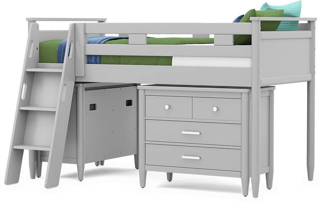 Kids Modern Colors Light Gray Twin Loft with Loft Chests - Thumbnail - Image 4