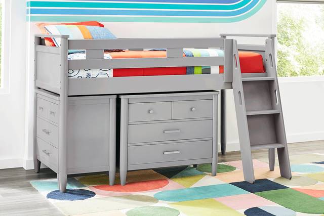 Kids Modern Colors Light Gray Twin Loft with Loft Chests - Thumbnail - Image 2