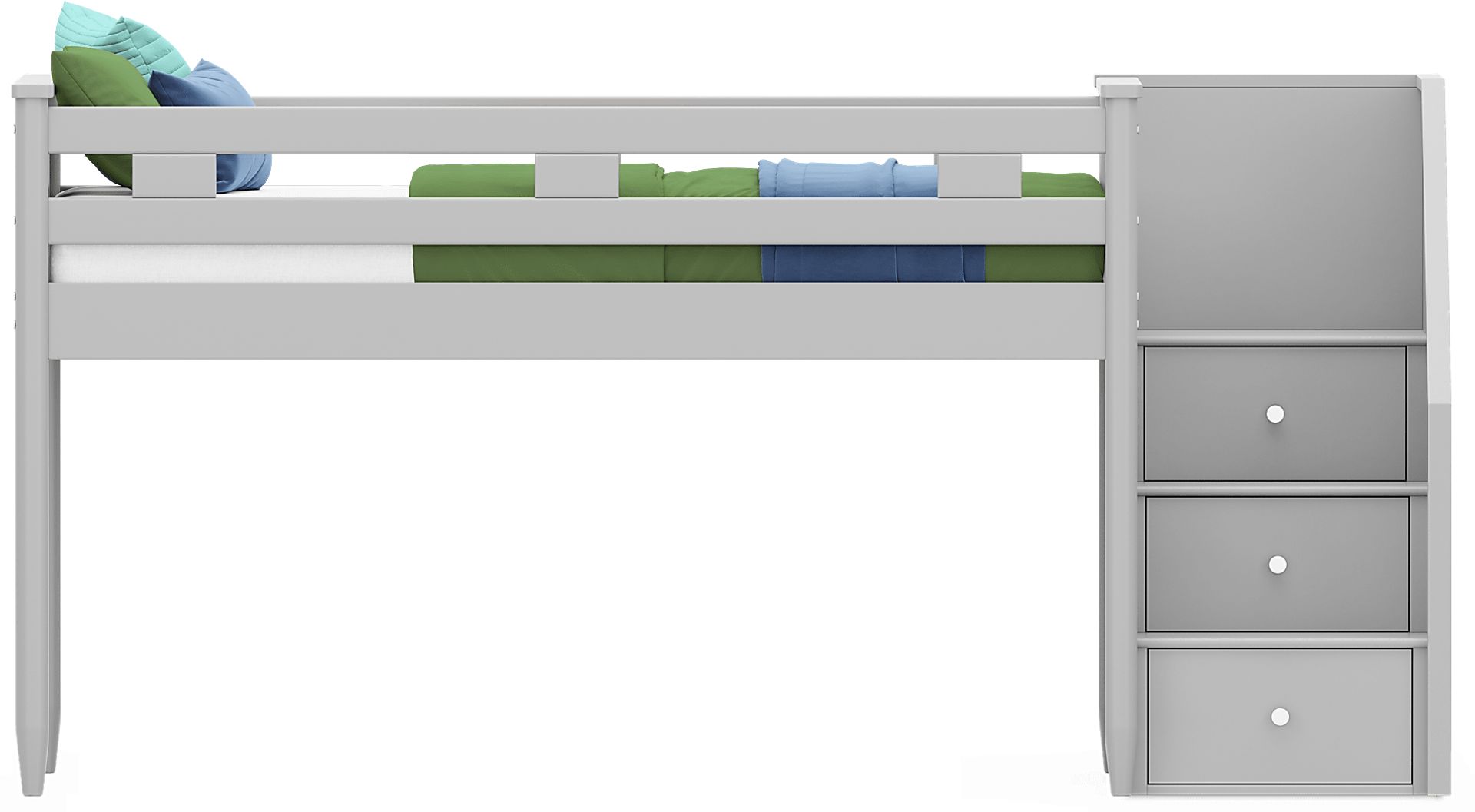 Kids Modern Colors Light Gray Twin Step Loft - Image 2