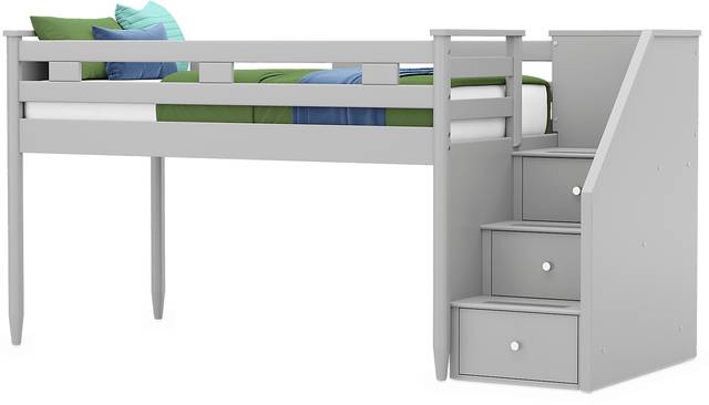 Kids Modern Colors Light Gray Twin Step Loft - Thumbnail - Image 3