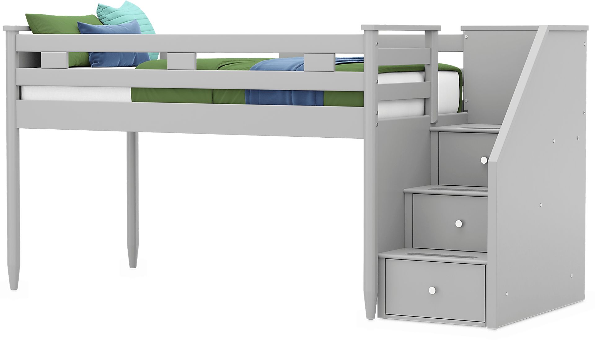 Kids Modern Colors Light Gray Twin Step Loft - Image 3