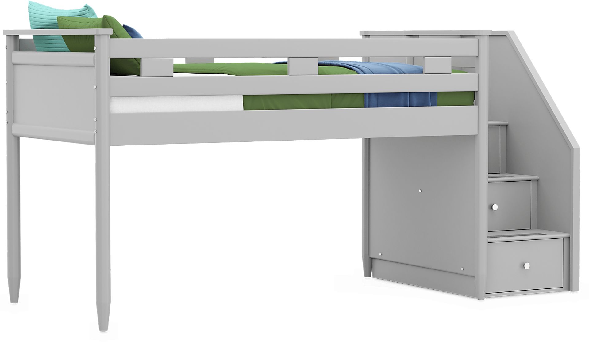 Kids Modern Colors Light Gray Twin Step Loft - Image 1