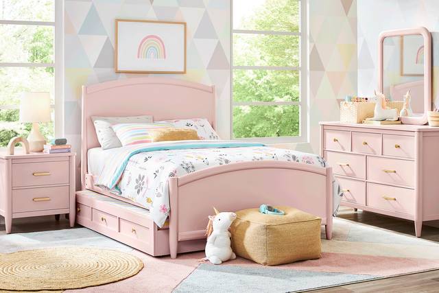 Kids Modern Colors Pink Full Panel Bed - Thumbnail - Image 2