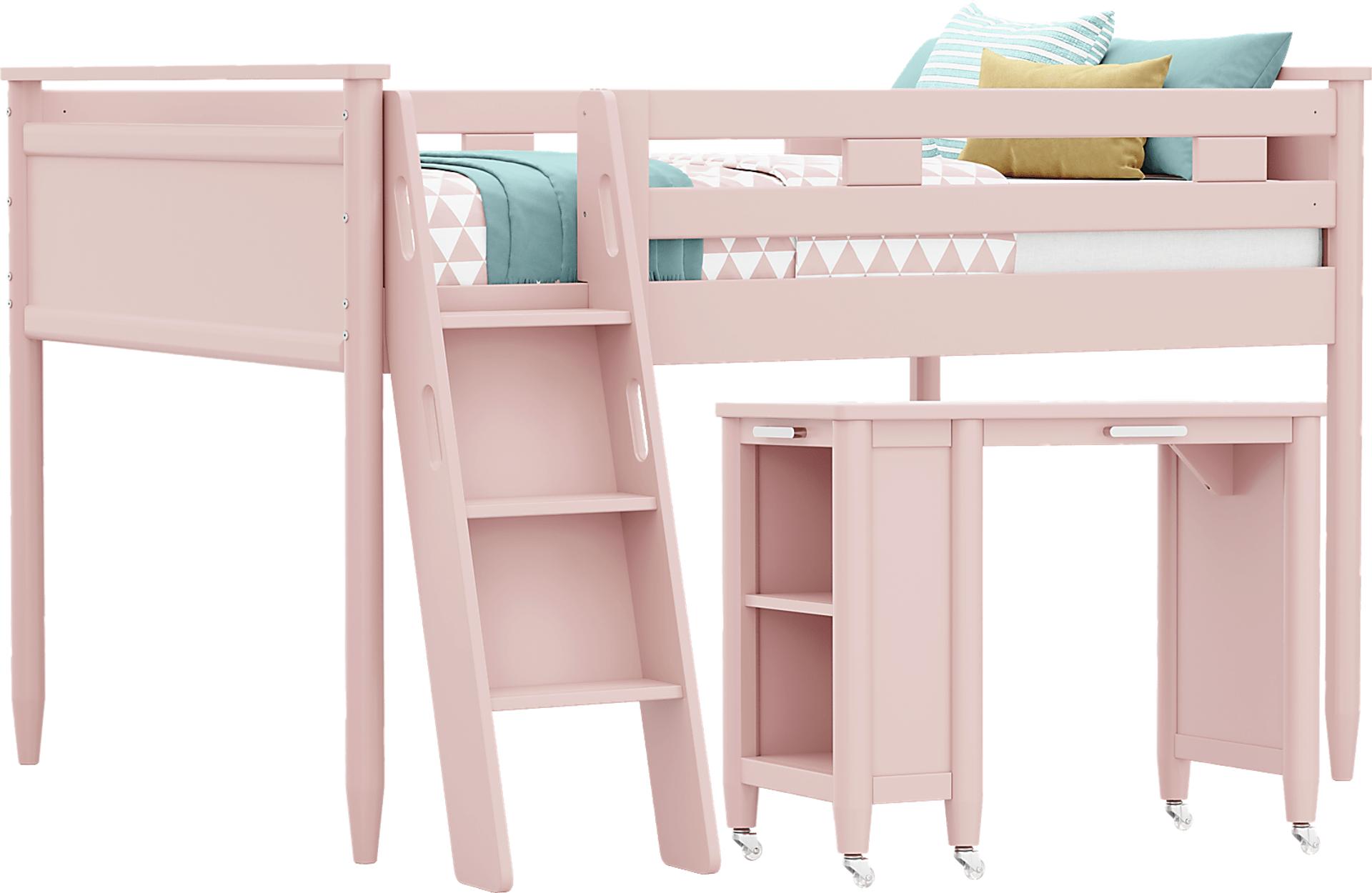 Kids Modern Colors Pink Full Loft with Desk