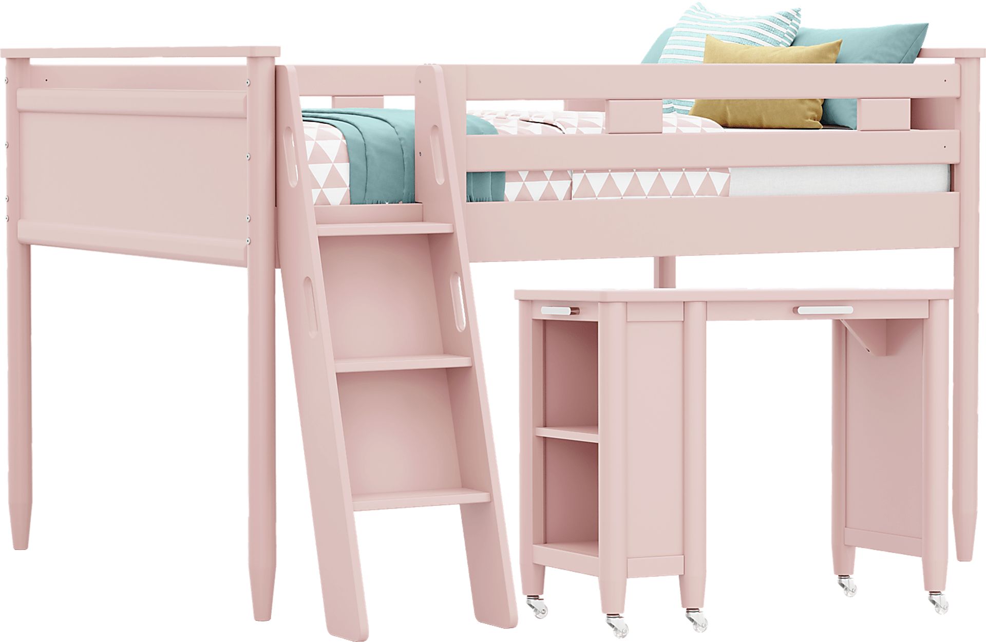 Kids Modern Colors Pink Full Loft with Desk - Image 1