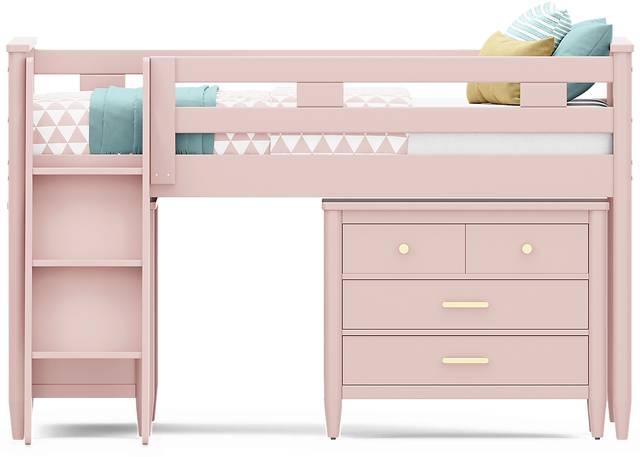 Kids Modern Colors Pink Full Loft with Loft Chest and Bookcase - Thumbnail - Image 2