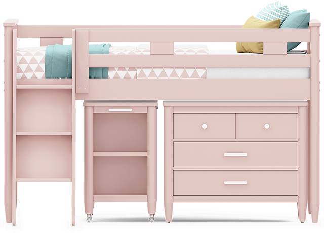 Kids Modern Colors Pink Full Loft with Loft Chest and Desk - Thumbnail - Image 2