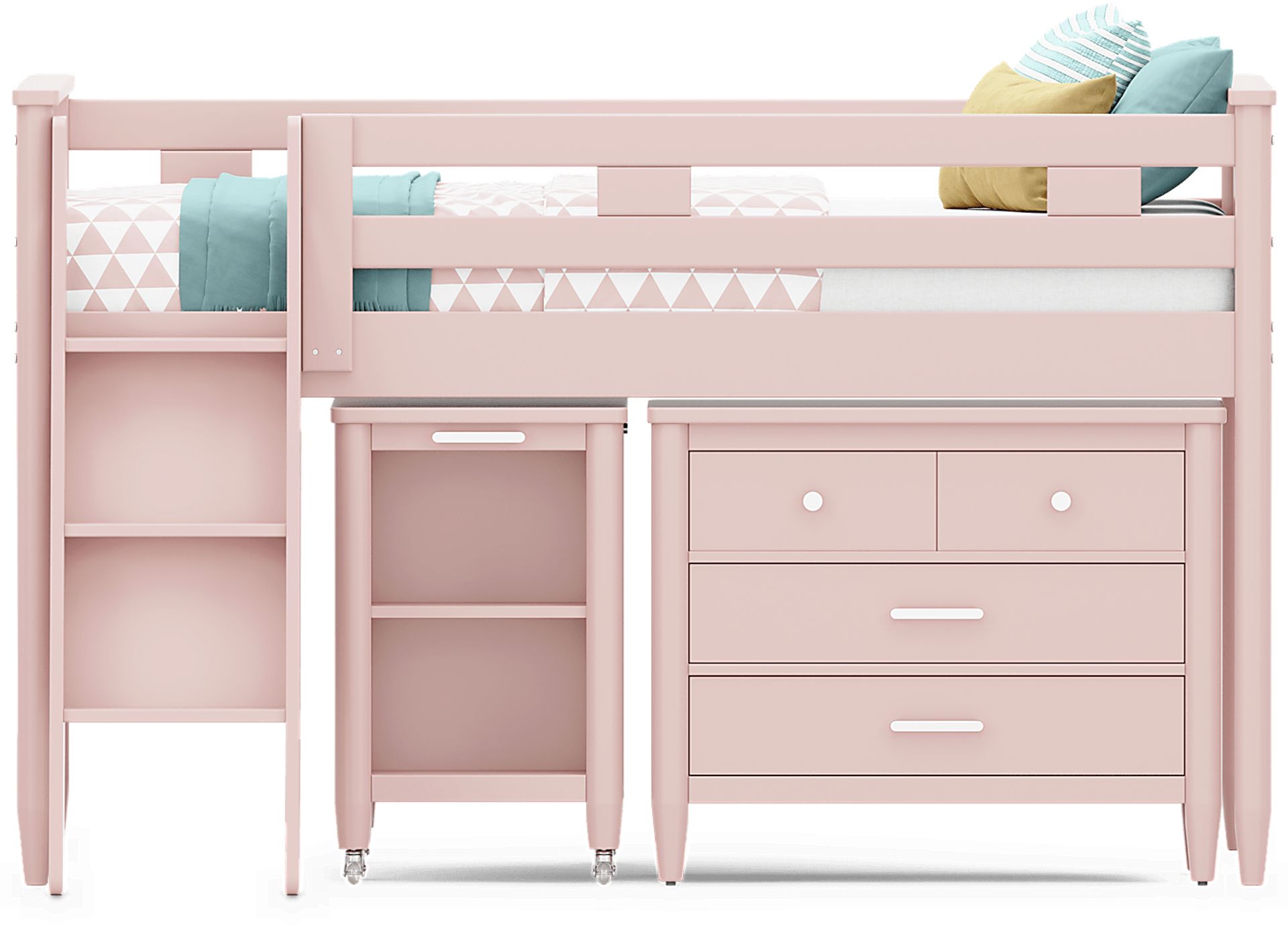 Kids Modern Colors Pink Full Loft with Loft Chest and Desk - Image 2