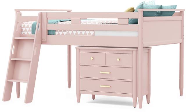 Kids Modern Colors Pink Full Loft with Loft Chest - Thumbnail - Image 2