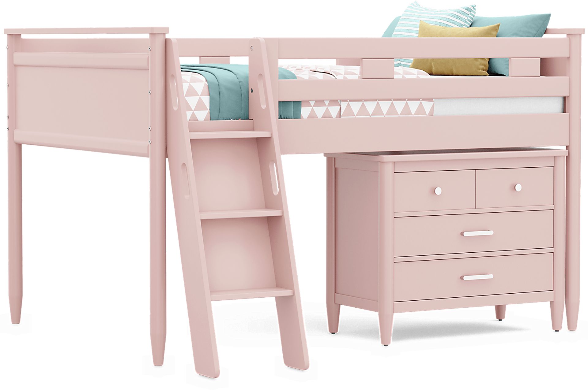 Kids Modern Colors Pink Full Loft with Loft Chest - Image 1