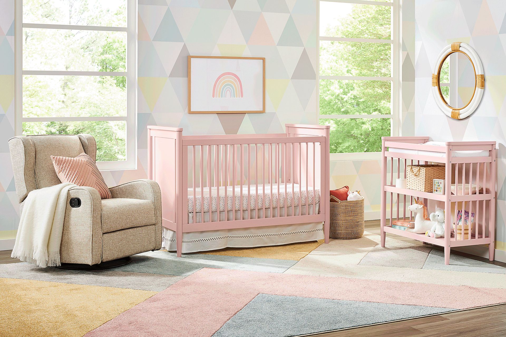 Kids Modern Colors Pink 3-in-1 Convertible Crib - Image 2