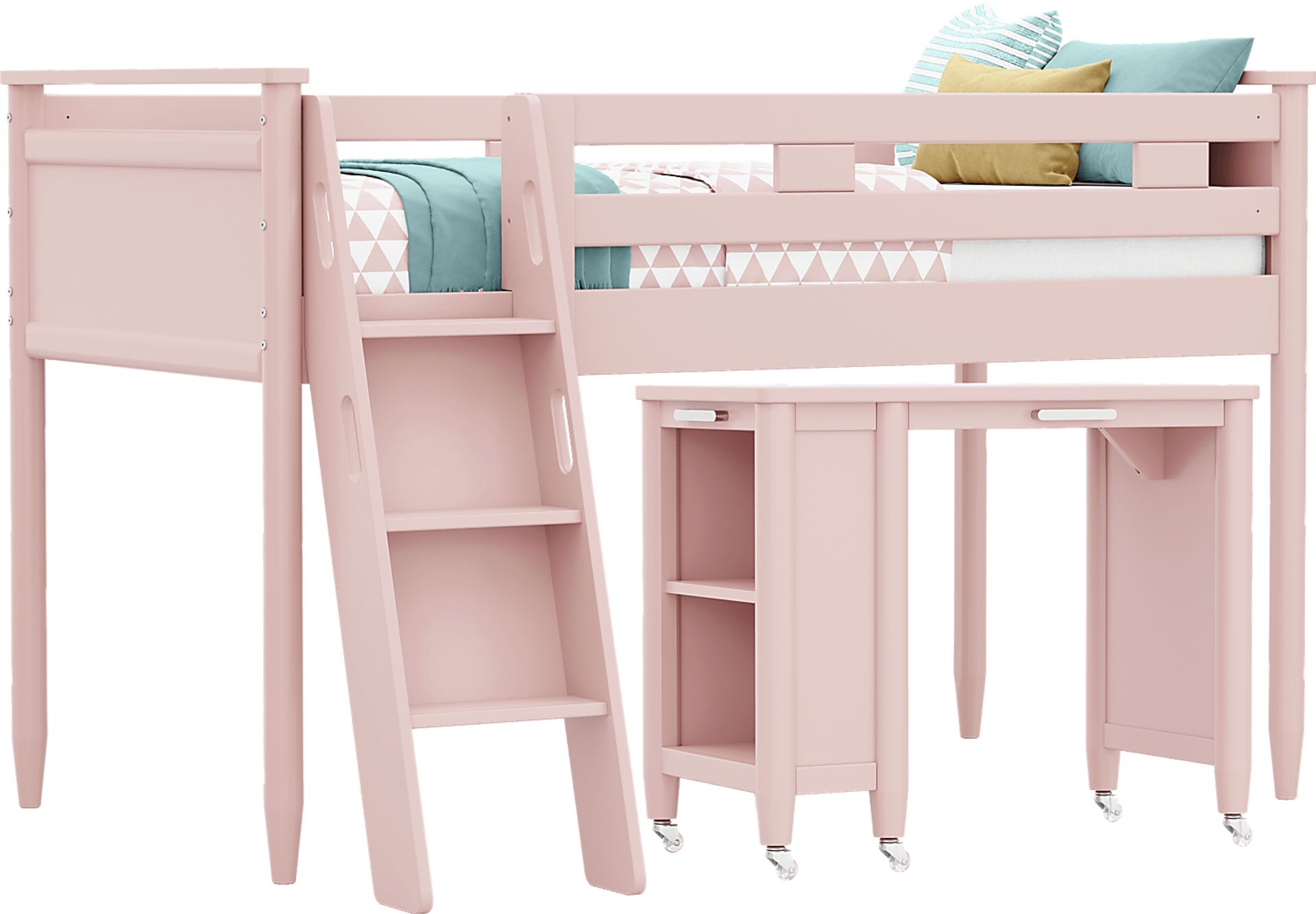 Kids Modern Colors Pink Twin Loft with Desk - Image 1