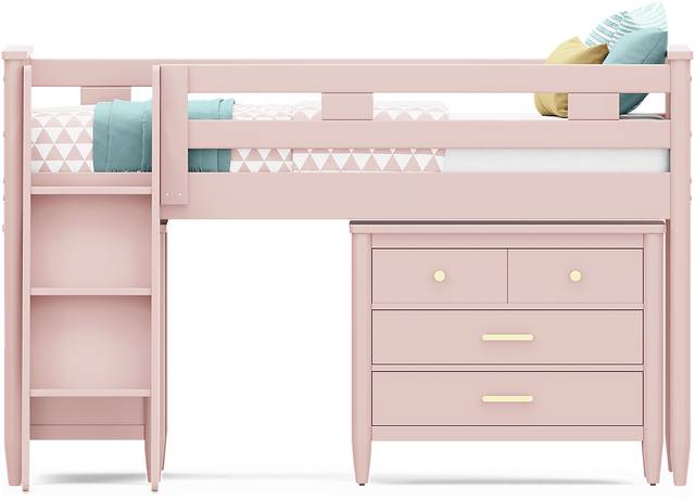 Kids Modern Colors Pink Twin Loft with Loft Chest and Bookcase - Thumbnail - Image 2