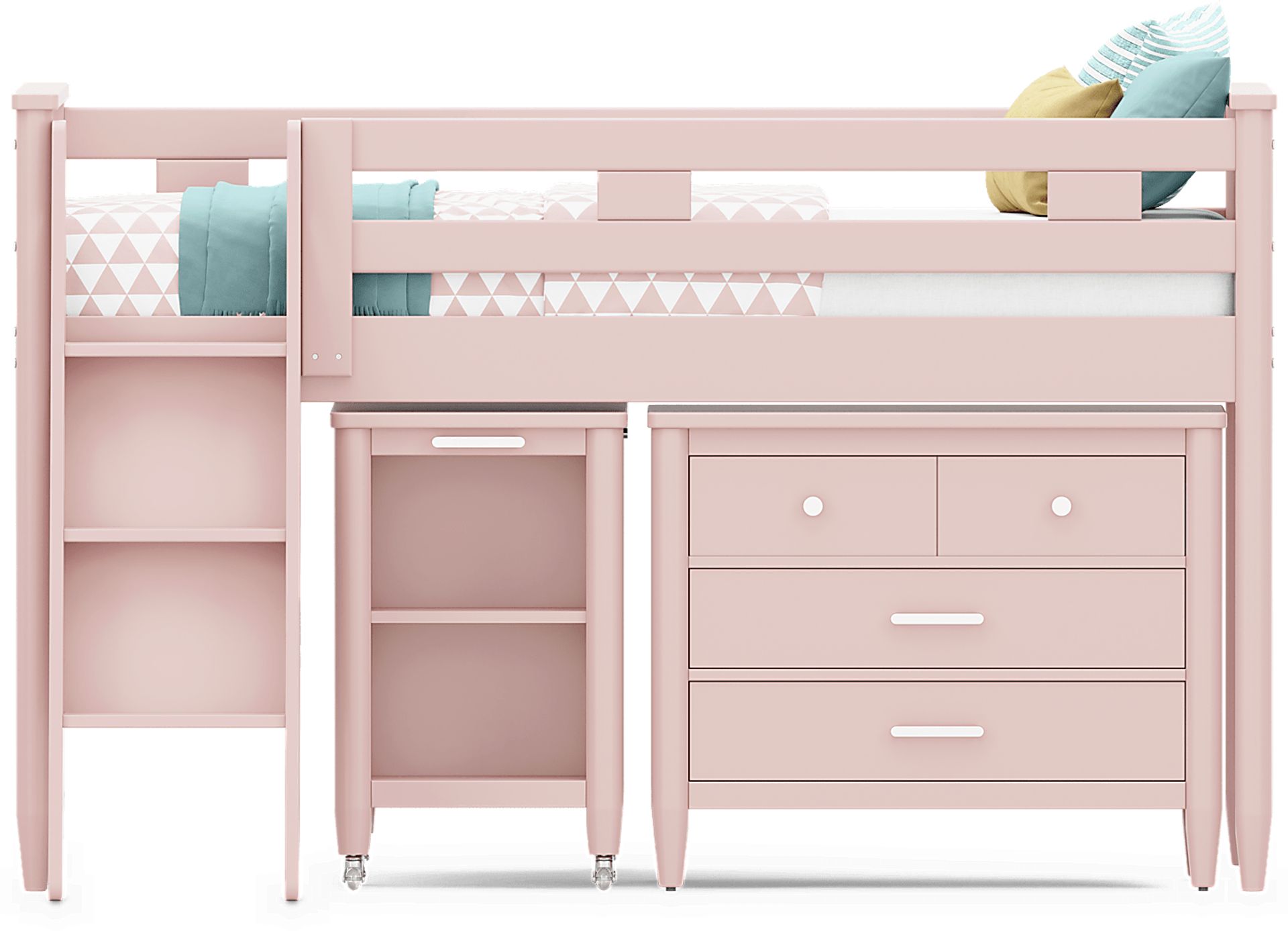 Kids Modern Colors Pink Twin Loft with Loft Chest and Desk - Image 2