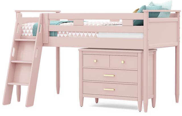 Kids Modern Colors Pink Twin Loft with Loft Chest - Thumbnail - Image 2