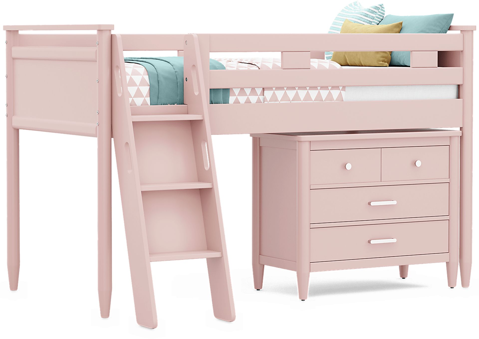 Kids Modern Colors Pink Twin Loft with Loft Chest - Image 1