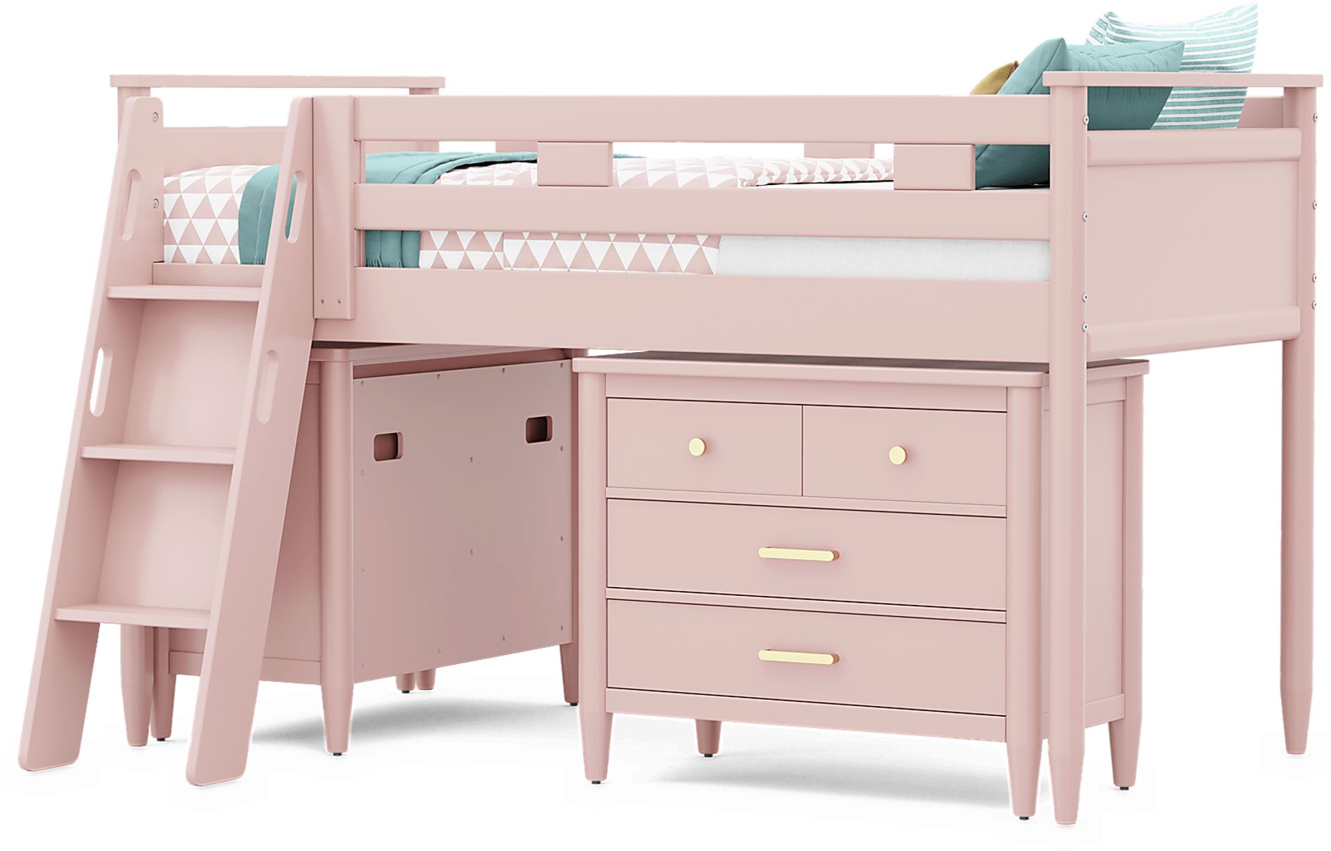 Kids Modern Colors Pink Twin Loft with Loft Chests - Image 2