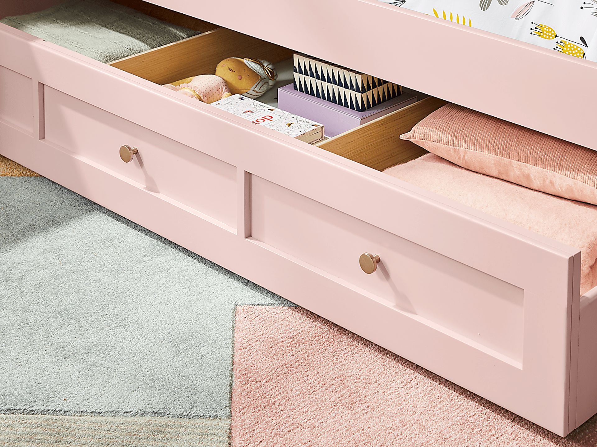 Kids Modern Colors Pink Twin Storage Trundle - Image 3