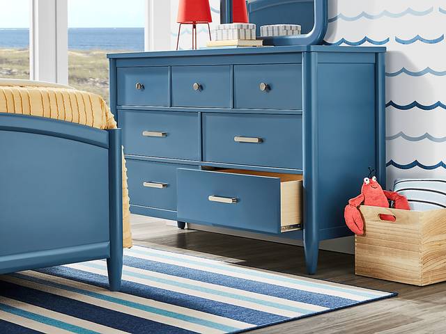Kids Modern Colors Slate Blue Twin Panel Bedroom - Thumbnail - Image 8