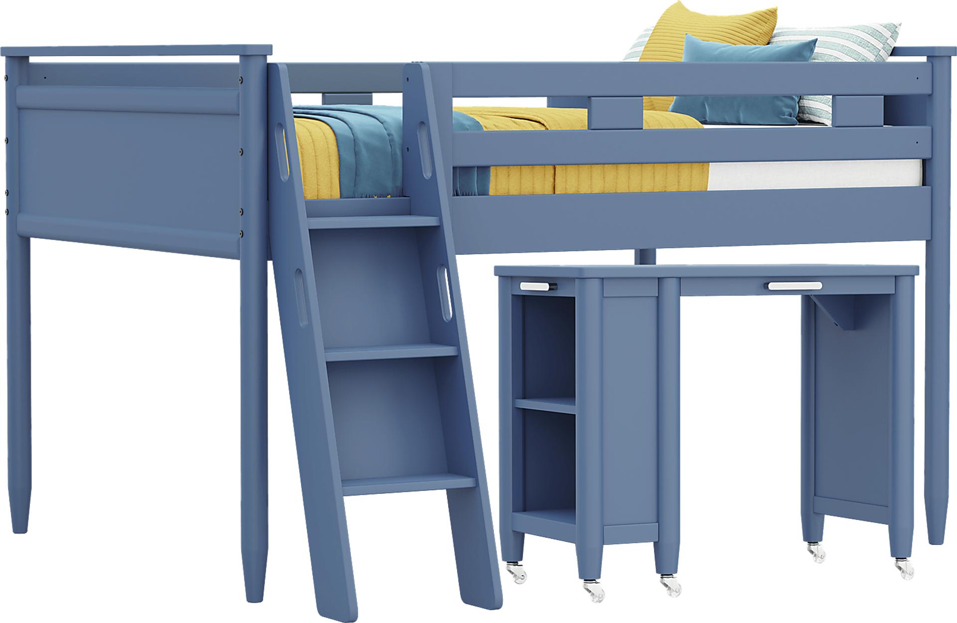 Kids Modern Colors Slate Blue Full Loft with Desk