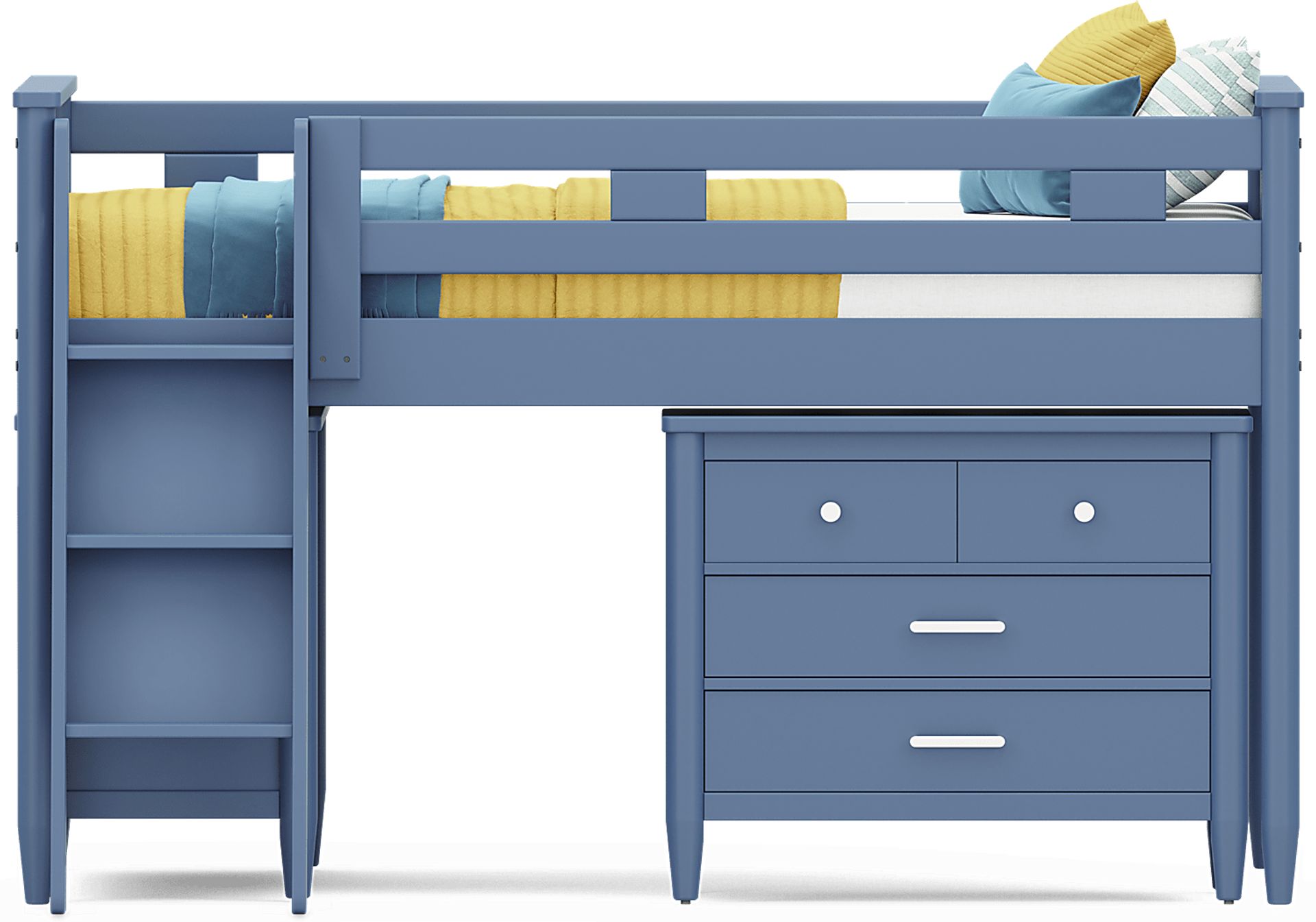 Kids Modern Colors Slate Blue Full Loft with Loft Chest and Bookcase - Image 2