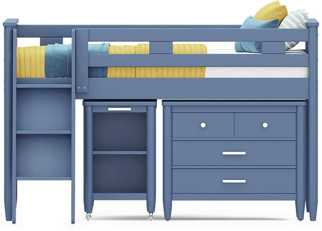 Kids Modern Colors Slate Blue Full Loft with Loft Chest and Desk - Thumbnail - Image 3