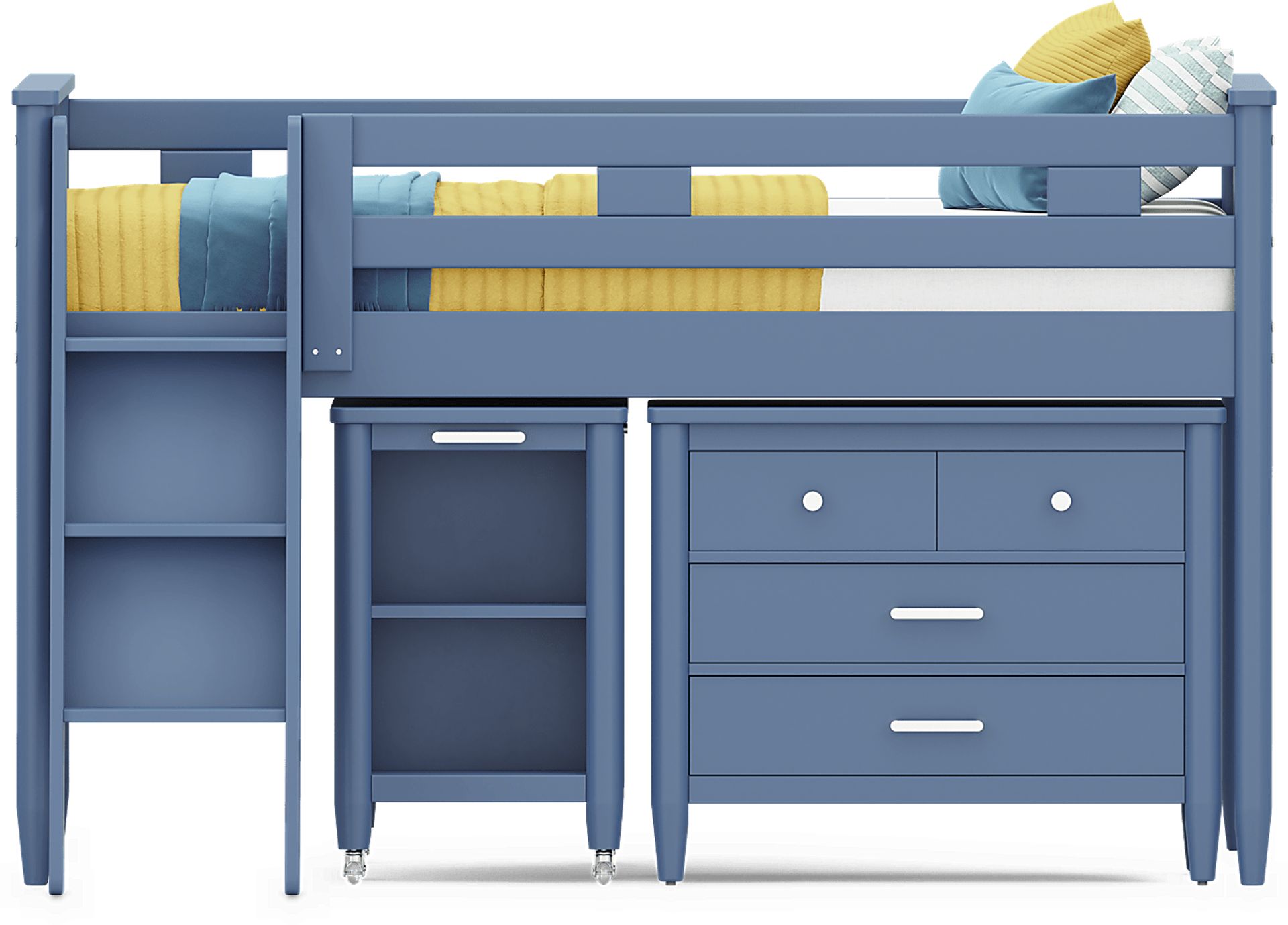 Kids Modern Colors Slate Blue Full Loft with Loft Chest and Desk - Image 3