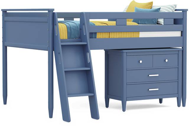 Kids Modern Colors Slate Blue Full Loft with Loft Chest - Thumbnail - Image 1