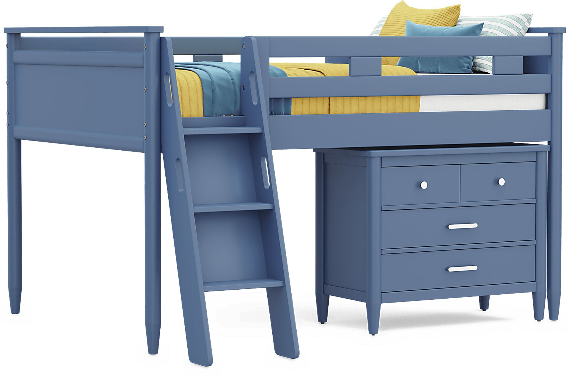Kids Modern Colors Slate Blue Full Loft with Loft Chest - Image 1