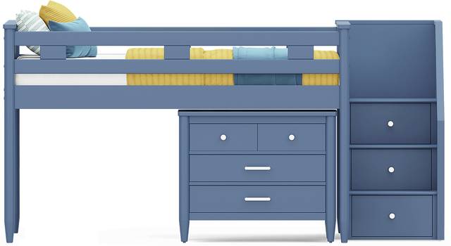 Kids Modern Colors Slate Blue Full Step Loft with Loft Chest - Thumbnail - Image 3