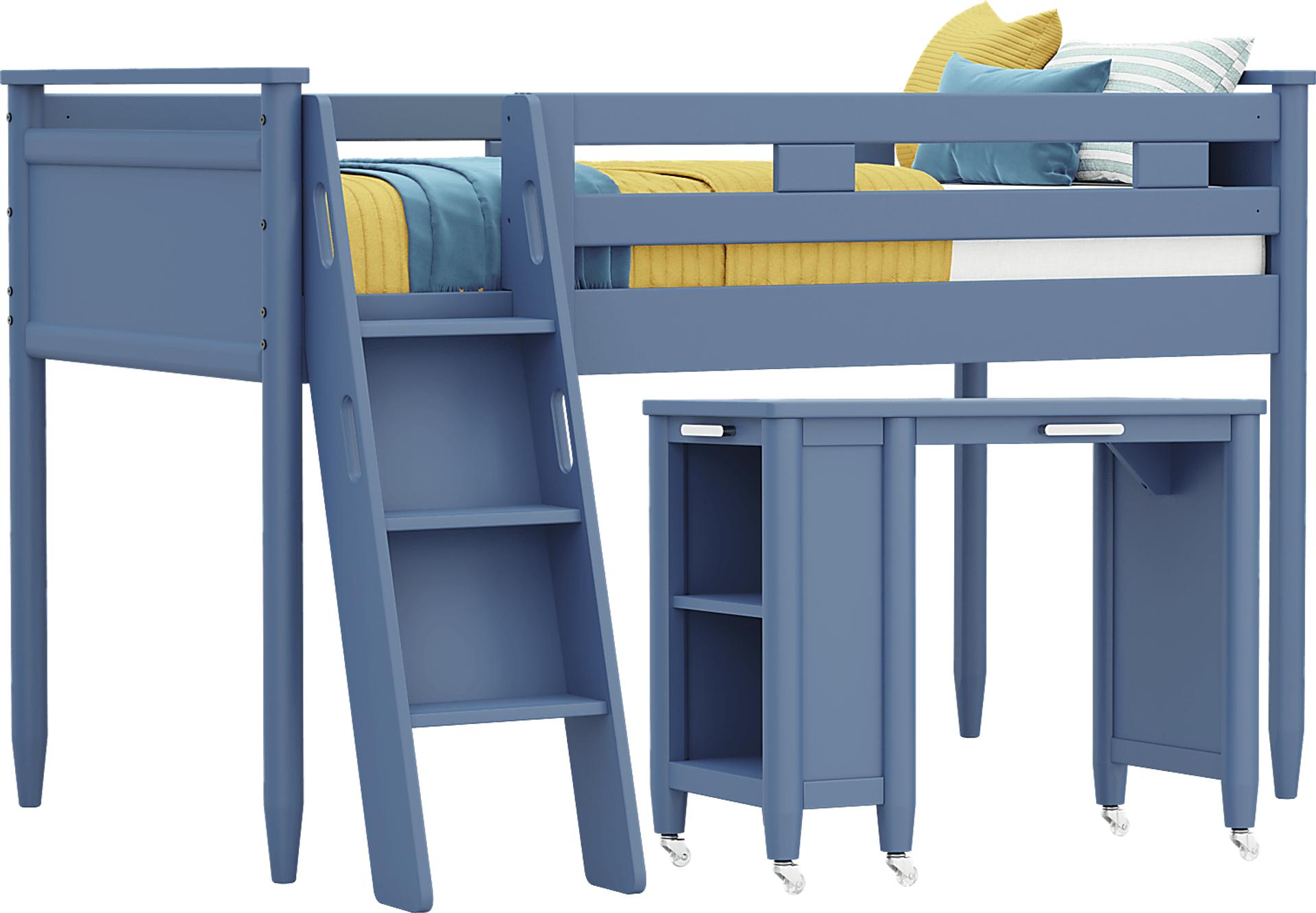 Kids Modern Colors Slate Blue Twin Loft with Desk