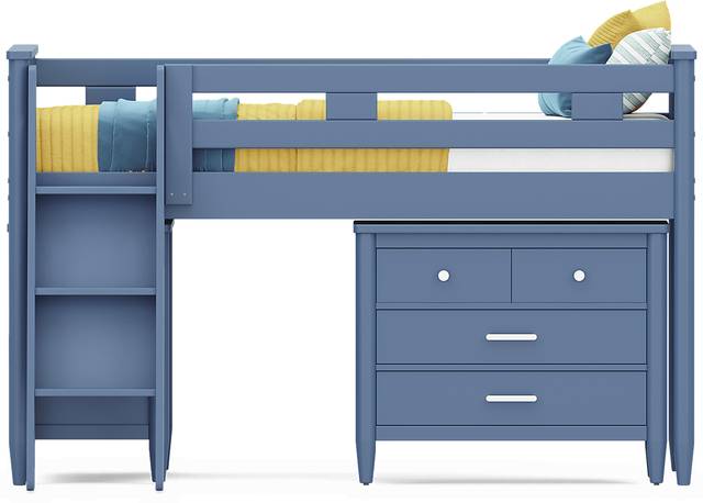 Kids Modern Colors Slate Blue Twin Loft with Loft Chest and Bookcase - Thumbnail - Image 2