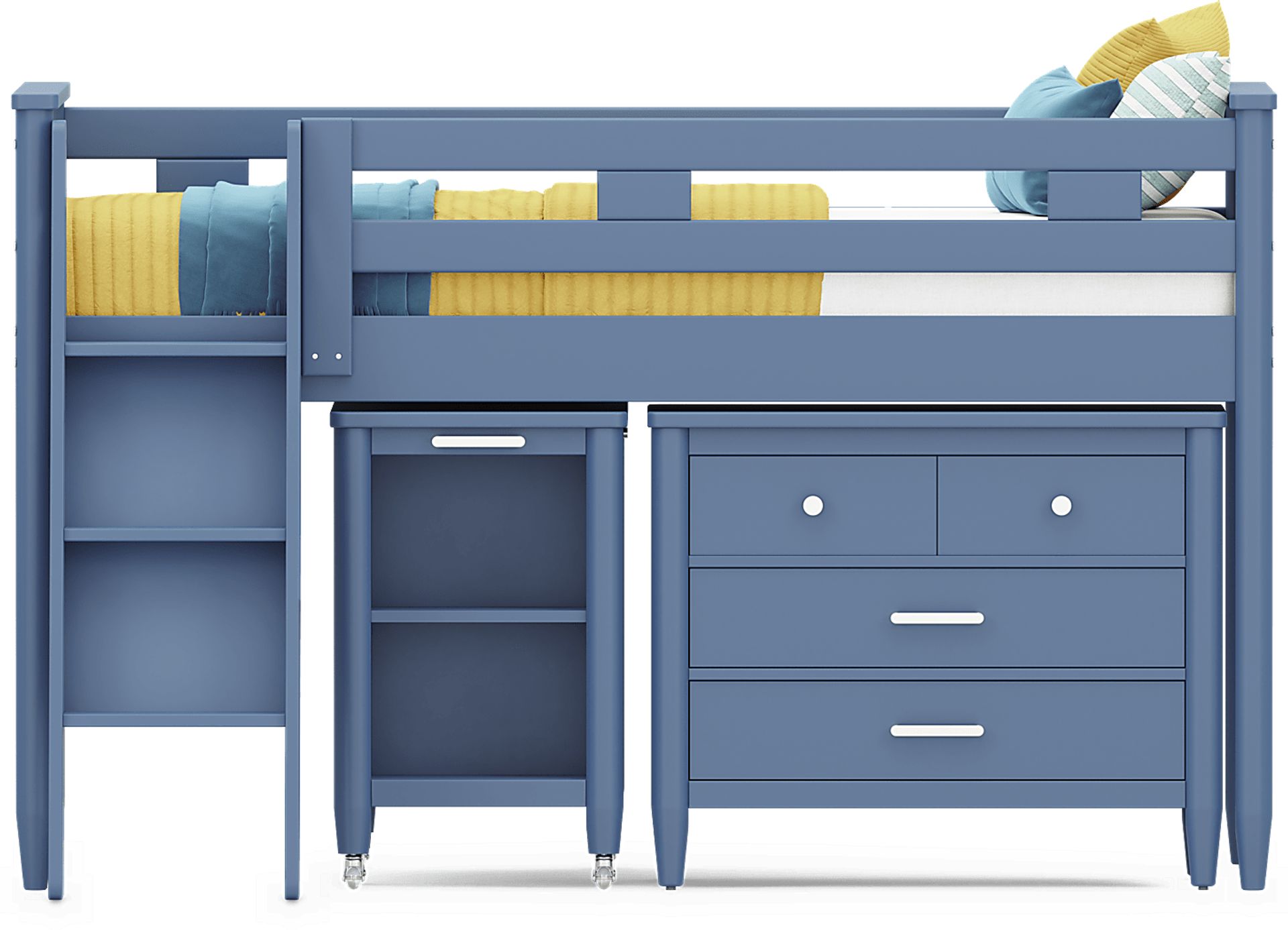 Kids Modern Colors Slate Blue Twin Loft with Loft Chest and Desk - Image 3
