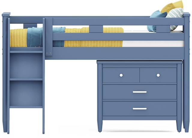 Kids Modern Colors Slate Blue Twin Loft with Loft Chest - Thumbnail - Image 3