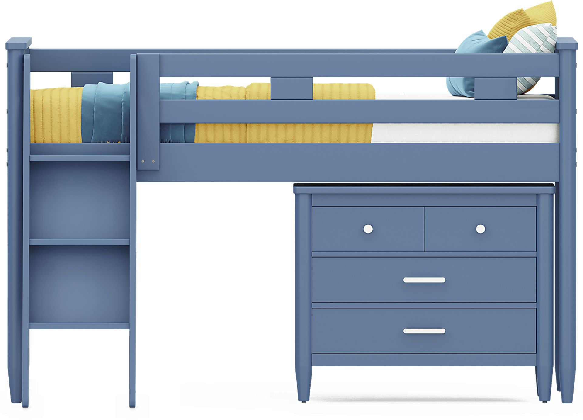 Kids Modern Colors Slate Blue Twin Loft with Loft Chest - Image 3