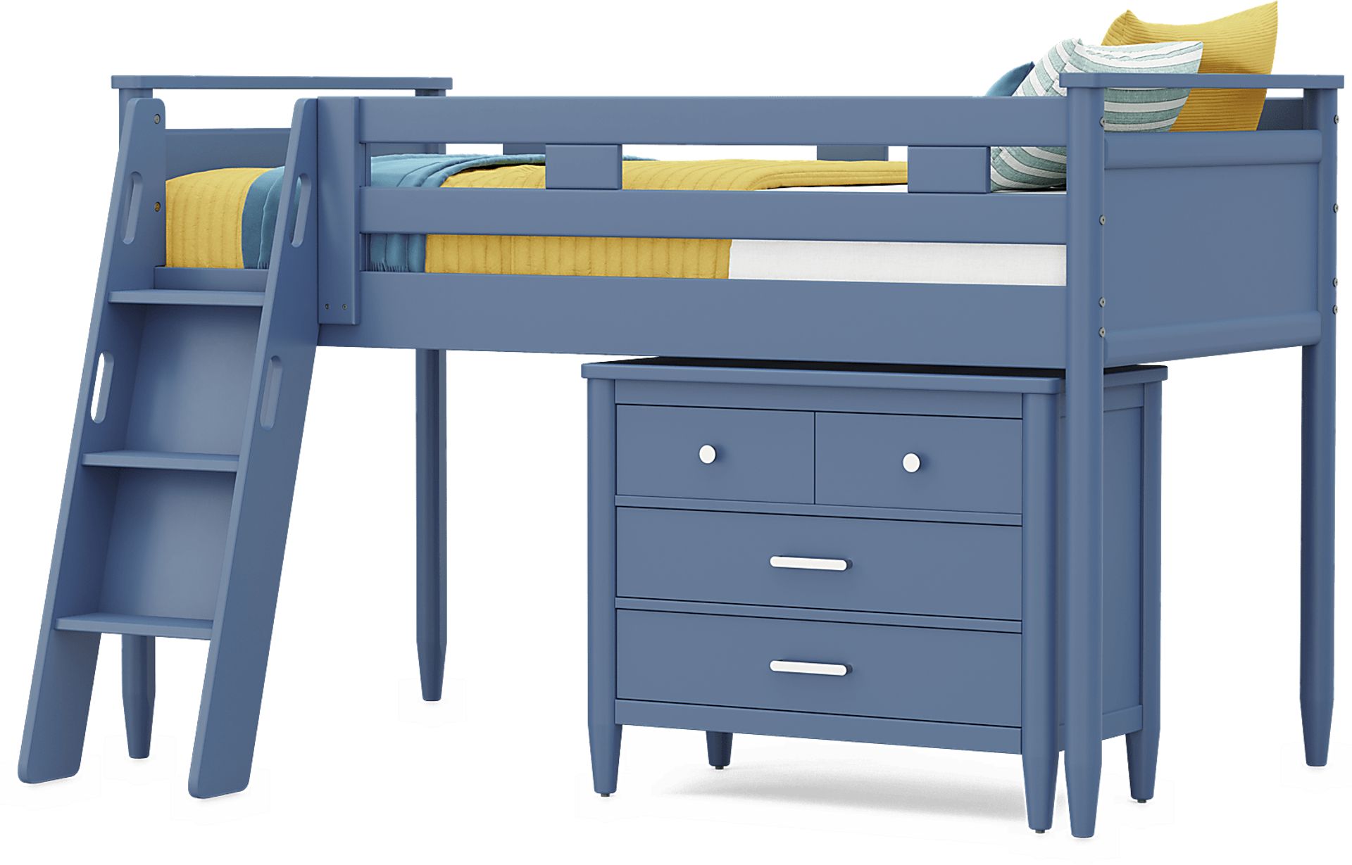 Kids Modern Colors Slate Blue Twin Loft with Loft Chest - Image 4