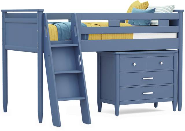 Kids Modern Colors Slate Blue Twin Loft with Loft Chest - Thumbnail - Image 1