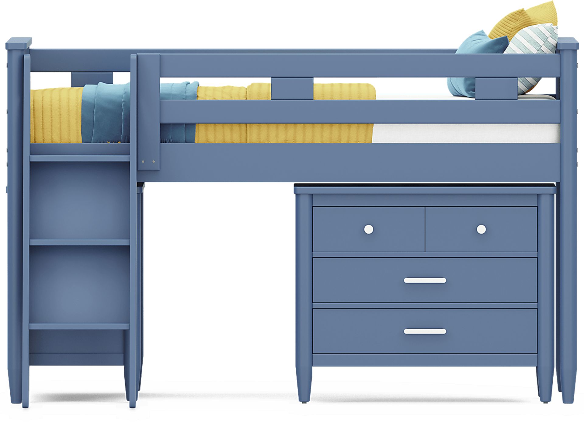 Kids Modern Colors Slate Blue Twin Loft with Loft Chests - Image 3