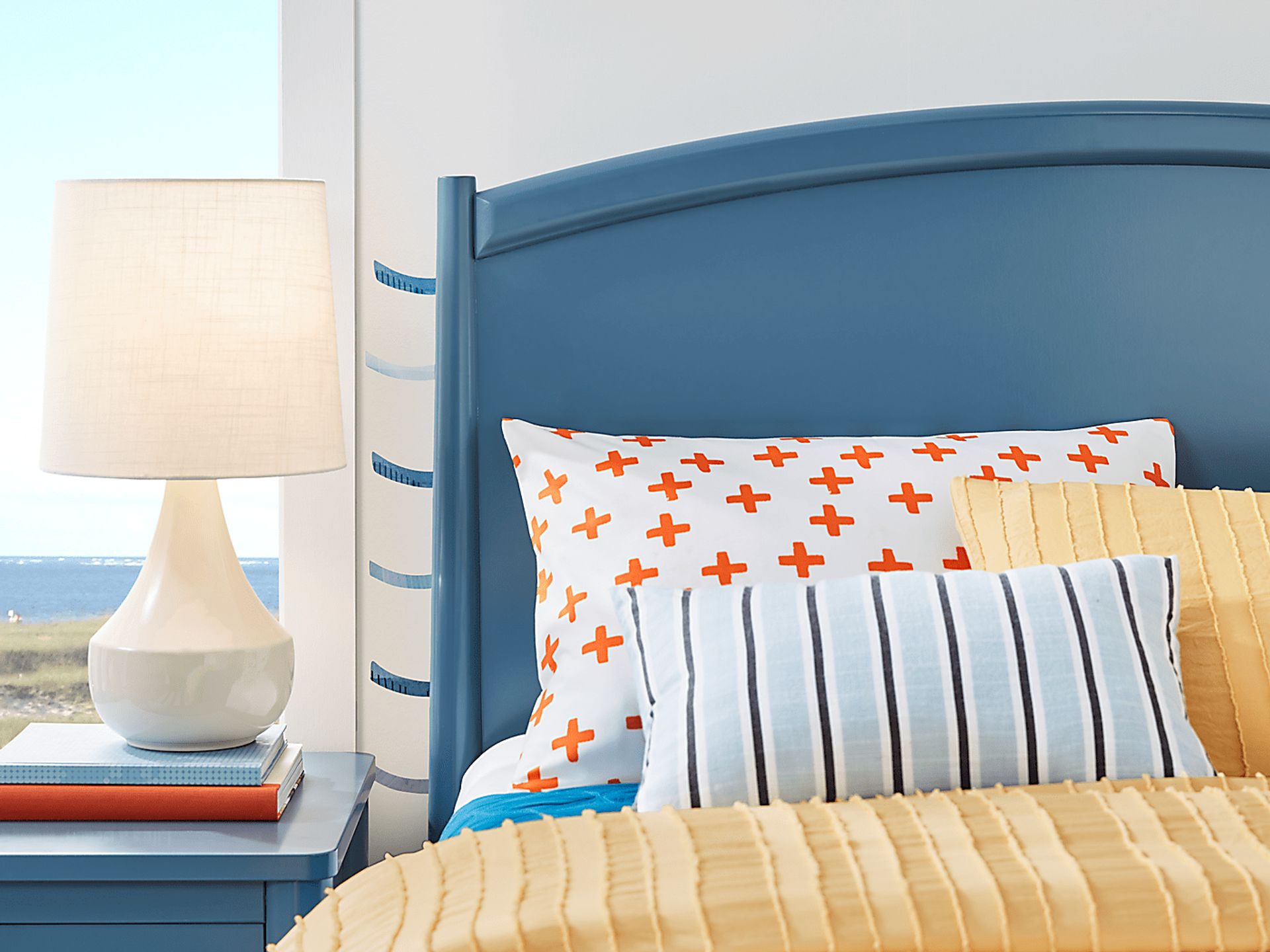 Kids Modern Colors Slate Blue Twin Panel Bed - Image 3
