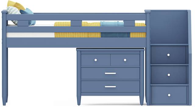 Kids Modern Colors Slate Blue Twin Step Loft with Loft Chest - Thumbnail - Image 3