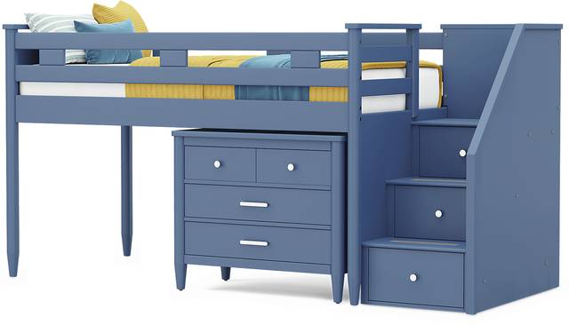 Kids Modern Colors Slate Blue Twin Step Loft with Loft Chest - Thumbnail - Image 4