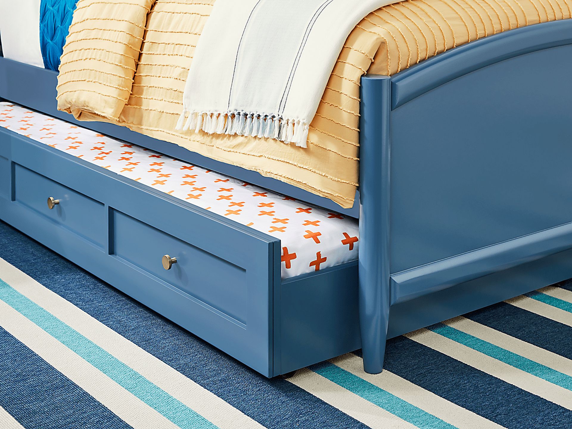 Kids Modern Colors Slate Blue Twin Storage Trundle - Image 4