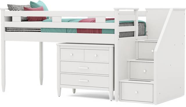 Kids Modern Colors White Twin Step Loft with Loft Chest - Thumbnail - Image 4
